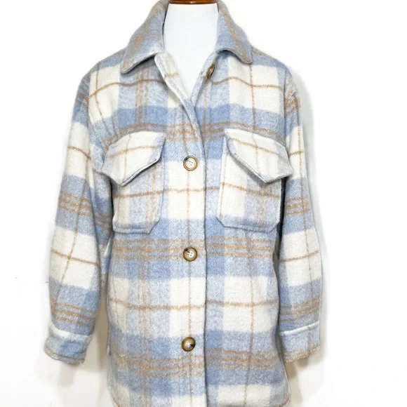 SOLD-Gianni Bini Plaid Flannel Shacket Grandpa Jacket - Picture 5 of 11